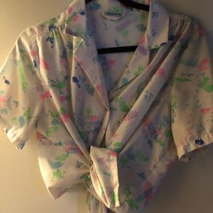 Vintage 80s 90s Colorful Texture Blouse
